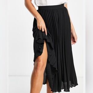 ASOS Pleated Black Midi Skirt